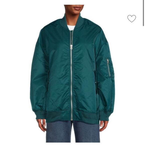 Hudson Jeans Jackets & Blazers - New Teal Green Blue Hudson Jeans Bomber Jacket Medium Fall Casual Oversized